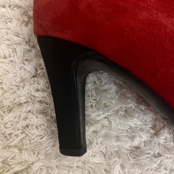 Chanel Gabrielle Boots Red Suede Coco Chanel Booties Size 7 - Picture 3 of 9